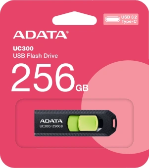 Флеш Диск A-Data 256GB Type-C UC300 ACHO-UC300-256G-RBK/GN USB3.2 черный/зеленый - купить недорого с доставкой в интернет-магазине
