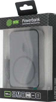 Мобильный аккумулятор Cactus CS-PBFSTA-10000 10000mAh 22.5W 4.5A USB-C беспров.зар. серый - купить недорого с доставкой в интернет-магазине