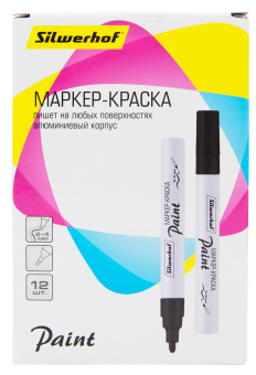 Маркер лаковый Silwerhof Paint пулевидный пиш. наконечник 2-4мм металический корпус черный - купить недорого с доставкой в интернет-магазине