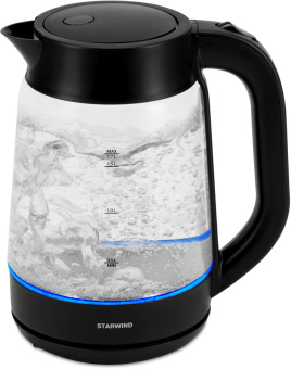 Чайник электрический Starwind SKG4030 1.7л. 2200Вт черный корпус: стекло/пластик - купить недорого с доставкой в интернет-магазине