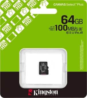 Флеш карта microSDXC 64GB Kingston SDCS3/64GBSP Canvas Select Plus V10 A1 w/o adapter - купить недорого с доставкой в интернет-магазине