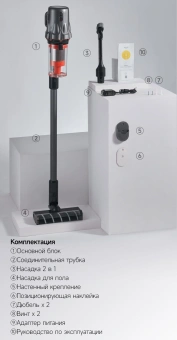 Пылесос ручной Deerma DEM-T30W Station 240Вт серый/черный - купить недорого с доставкой в интернет-магазине