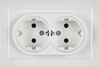 Розетка силов. IEK Brite РС12-3-БрБ BR-R21-16-K01-F 2розет. двойн. скрыт. зазем. IP20 белый (упак.:1шт) - купить недорого с доставкой в интернет-магазине