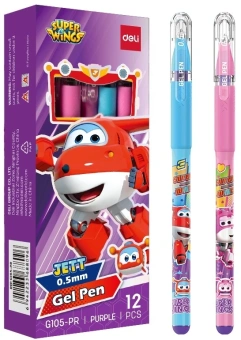 Ручка гелев. Deli Super Wings (EG105-PR) ассорти d=0.5мм фиол. черн. 1стерж. пулевидный пиш. наконечник кругл. резин. манжета - купить недорого с доставкой в интернет-магазине