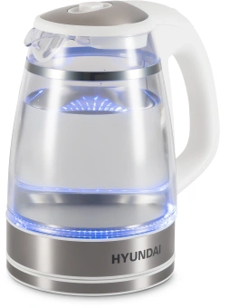 Чайник электрический Hyundai HYK-G3506 1.7л. 2200Вт белый/серебристый корпус: стекло - купить недорого с доставкой в интернет-магазине