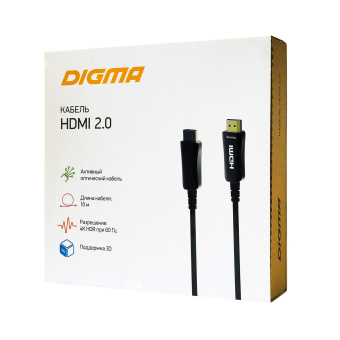 Кабель аудио-видео Digma HDMI 2.0 AOC HDMI (m)/HDMI (m) 10м. позолоч.конт. черный (BHP AOC 2.0-10) - купить недорого с доставкой в интернет-магазине