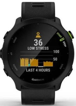 Смарт-часы Garmin Forerunner 55 42мм 1.04" LCD корп.черный рем.черный разм.брасл.:127-220мм (010-02562-10) - купить недорого с доставкой в интернет-магазине