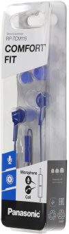 Гарнитура вкладыши Panasonic RP-TCM115GC 1.2м синий проводные в ушной раковине (RP-TCM115GCA) - купить недорого с доставкой в интернет-магазине