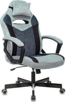 Кресло игровое Zombie VIKING 6 KNIGHT Fabric голубой с подголов. крестов. металл - купить недорого с доставкой в интернет-магазине