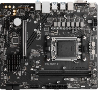 Материнская плата MSI PRO A620M-B SocketAM5 AMD A620 2xDDR5 mATX AC`97 8ch(7.1) 2.5Gg RAID+VGA+HDMI - купить недорого с доставкой в интернет-магазине