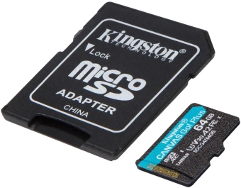 Флеш карта microSDXC 64GB Kingston SDCG4/64GB Canvas Go! Plus V10 A2 + adapter - купить недорого с доставкой в интернет-магазине