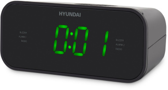 Радиобудильник Hyundai H-RCL221 черный LCD подсв:зеленая часы:цифровые FM - купить недорого с доставкой в интернет-магазине