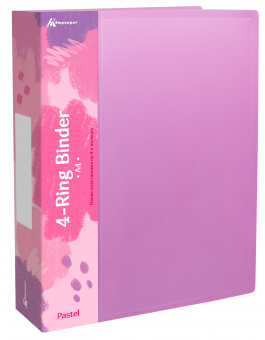Папка панорама на 4-х кольцах Бюрократ Pastel PAST0740/4RPINK A4 пластик 0.7мм кор.40мм торц.карм с бум. встав розовый - купить недорого с доставкой в интернет-магазине