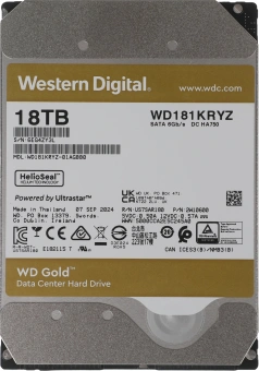 Жесткий диск WD SATA-III 18TB WD181KRYZ Server Gold 512E (7200rpm) 512Mb 3.5" - купить недорого с доставкой в интернет-магазине