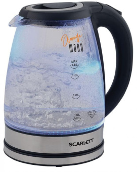 Чайник электрический Scarlett SC-EK27G36 1.8л. 1800Вт черный/серебристый корпус: стекло/пластик - купить недорого с доставкой в интернет-магазине