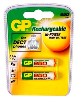 Аккумулятор GP 65AAAHC AAA NiMH 650mAh (2шт) - купить недорого с доставкой в интернет-магазине