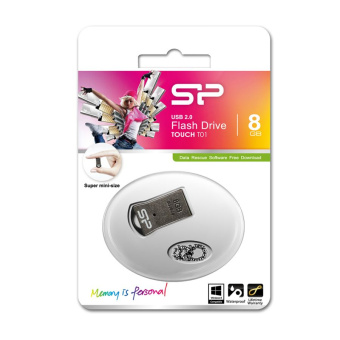 Флеш Диск Silicon Power 8GB Touch T01 SP008GBUF2T01V1K USB2.0 черный/серебристый - купить недорого с доставкой в интернет-магазине