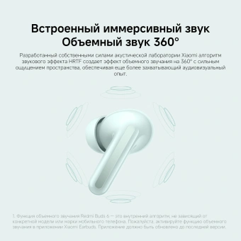 Гарнитура внутриканальные Xiaomi Redmi Buds 6 зеленый беспроводные bluetooth в ушной раковине (BHR9245GL) - купить недорого с доставкой в интернет-магазине