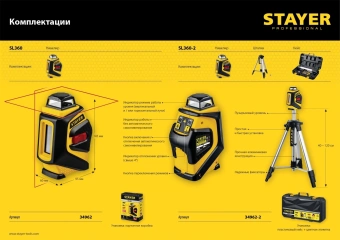 Нивелир лазерн. Stayer 34962-2 цв.луч. красный 2луч. - купить недорого с доставкой в интернет-магазине