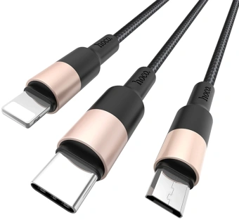Кабель Hoco X26 Xpress one 80275 1м черный/золотистый - купить недорого с доставкой в интернет-магазине