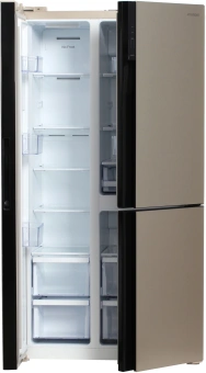 Холодильник Hyundai CS6073FV 3-хкамерн. шампань стекло инвертер - купить недорого с доставкой в интернет-магазине