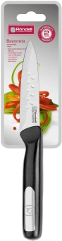 Нож кухонный Rondell Bayoneta RD-1573 стальной универсальный для овощей лезв.90мм прямая заточка черный блистер - купить недорого с доставкой в интернет-магазине