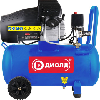 Компрессор поршневой Диолд КВП-2-2100-50 масляный 340л/мин 50л 2100Вт синий/черный - купить недорого с доставкой в интернет-магазине