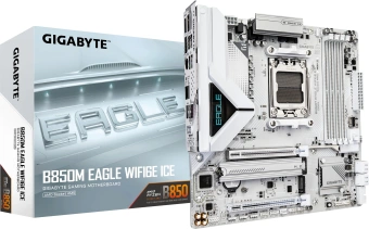 Материнская плата Gigabyte B850M EAGLE WF6E ICE SocketAM5 AMD B850 4xDDR5 mATX AC`97 8ch(7.1) 2.5Gg RAID+HDMI+DP - купить недорого с доставкой в интернет-магазине