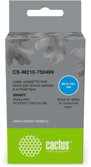 Картридж ленточный Cactus CS-M210-750499 M210-750-499 черный на белом 19.1x4.9 для Brady M210/M211/M210-LAB - купить недорого с доставкой в интернет-магазине