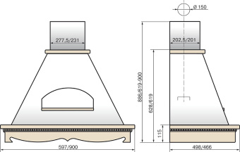 Вытяжка каминная Elikor Бельведер 60П-650-П3Д бежевый/дуб неокрашенный управление: ползунковое (1 мотор) - купить недорого с доставкой в интернет-магазине