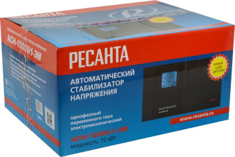 Стабилизатор напряжения Ресанта АСН-10000/1-ЭМ однофазный черный (63/1/8) - купить недорого с доставкой в интернет-магазине