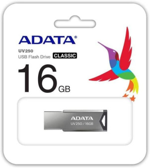 Флеш Диск A-Data 16GB UV250 AUV250-16G-RBK USB2.0 серебристый - купить недорого с доставкой в интернет-магазине