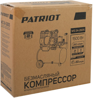 Компрессор поршневой Patriot WO 24-260S безмасляный 260л/мин 24л 1500Вт оранжевый - купить недорого с доставкой в интернет-магазине