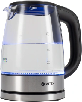 Чайник электрический Vitek VT-8828 1.7л. 2200Вт серебристый корпус: стекло/металл - купить недорого с доставкой в интернет-магазине