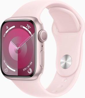 Смарт-часы Apple Watch Series 9 A2978 41мм OLED корп.розовый Sport Band рем.розовый разм.брасл.:M/L (MR943LL/A) - купить недорого с доставкой в интернет-магазине