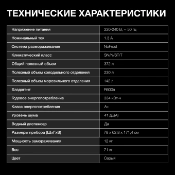 Холодильник Hyundai CS4086FIX 2-хкамерн. нержавеющая сталь инвертер - купить недорого с доставкой в интернет-магазине