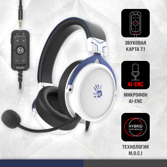 Наушники с микрофоном A4Tech Bloody M590i синий/белый 1м мониторные USB оголовье (M590I SPORTS NAVY) - купить недорого с доставкой в интернет-магазине