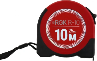 Рулетка строительная RGK R10 дл.полотна 10м изм.шкала в см зацеп простой красный/черный (774918) - купить недорого с доставкой в интернет-магазине