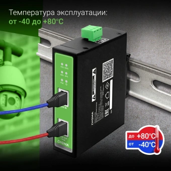 Инжектор PoE Digma DNP30W48GDXM 10/100/1000BASE-T 30Вт 37-57В(DC) - купить недорого с доставкой в интернет-магазине