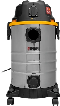 Строительный пылесос Denzel RVC30 1400Вт (уборка: сухая/сбор воды/выдув) серебристый - купить недорого с доставкой в интернет-магазине