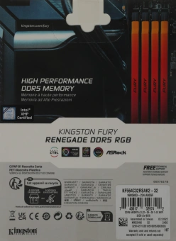 Память DDR5 2x16GB 6400MHz Kingston KF564C32RSAK2-32 Fury Renegade XMP RGB RTL Gaming PC5-51200 CL32 DIMM 288-pin 1.4В kit dual rank с радиатором Ret - купить недорого с доставкой в интернет-магазине