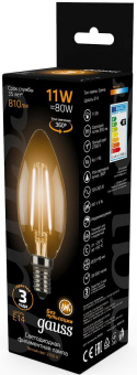 Лампа филам. Gauss 11Вт цок.:E14 свеча 220B св.свеч.бел.теп. C37 (упак.:10шт) (103801111) - купить недорого с доставкой в интернет-магазине