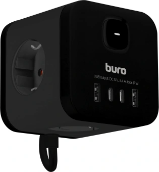 Сетевой удлинитель Buro BU-PC3.1UС-B 1.5м (3 розетки) черный (пакет ПЭ) - купить недорого с доставкой в интернет-магазине