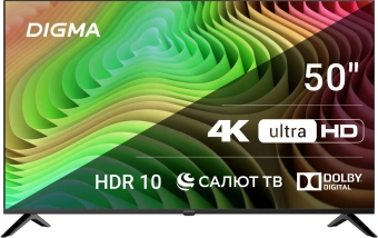 Телевизор LED Digma 50" DM-LED50UBB40 Салют ТВ Frameless Metal черный 4K Ultra HD 60Hz DVB-T DVB-T2 DVB-C DVB-S DVB-S2 USB WiFi Smart TV - купить недорого с доставкой в интернет-магазине