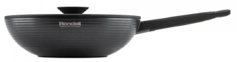Сковорода ВОК (WOK) Rondell Kontur RDA-1489 круглая 28см покрытие: Xylan Plus ручка несъемная (с крышкой) графитовый - купить недорого с доставкой в интернет-магазине