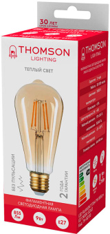 Лампа филам. Thomson Filament TH-B2130 9Вт цок.:E27 эдисон 220B св.свеч.бел.теп. ST64 (упак.:1шт) - купить недорого с доставкой в интернет-магазине