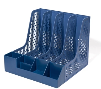 Лоток вертикальный Deli E9849 BLUE 4отд. сборный для бумаг 325x320x275мм синий пластик пластиковый пакет - купить недорого с доставкой в интернет-магазине