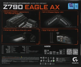Материнская плата Gigabyte Z790 EAGLE AX Soc-1700 Intel Z790 4xDDR5 ATX AC`97 8ch(7.1) 2.5Gg RAID+HDMI+DP - купить недорого с доставкой в интернет-магазине