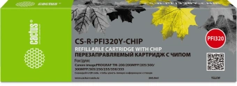 Картридж перезаправляемый струйный Cactus CS-R-PFI320Y-CHIP PFI-320Y желтый (260мл) для Canon imagePrograf TM-200/200MFP/205/300/300MFP/305/250/255/350/355 с чипом - купить недорого с доставкой в интернет-магазине