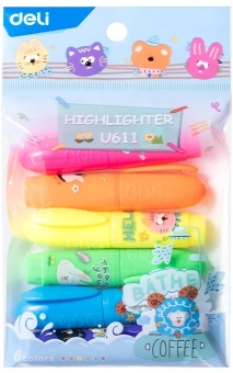 Набор текстовыделителей Deli EU611 скошенный пиш. наконечник 1-5мм 6цв. ассорти (6шт.) - купить недорого с доставкой в интернет-магазине